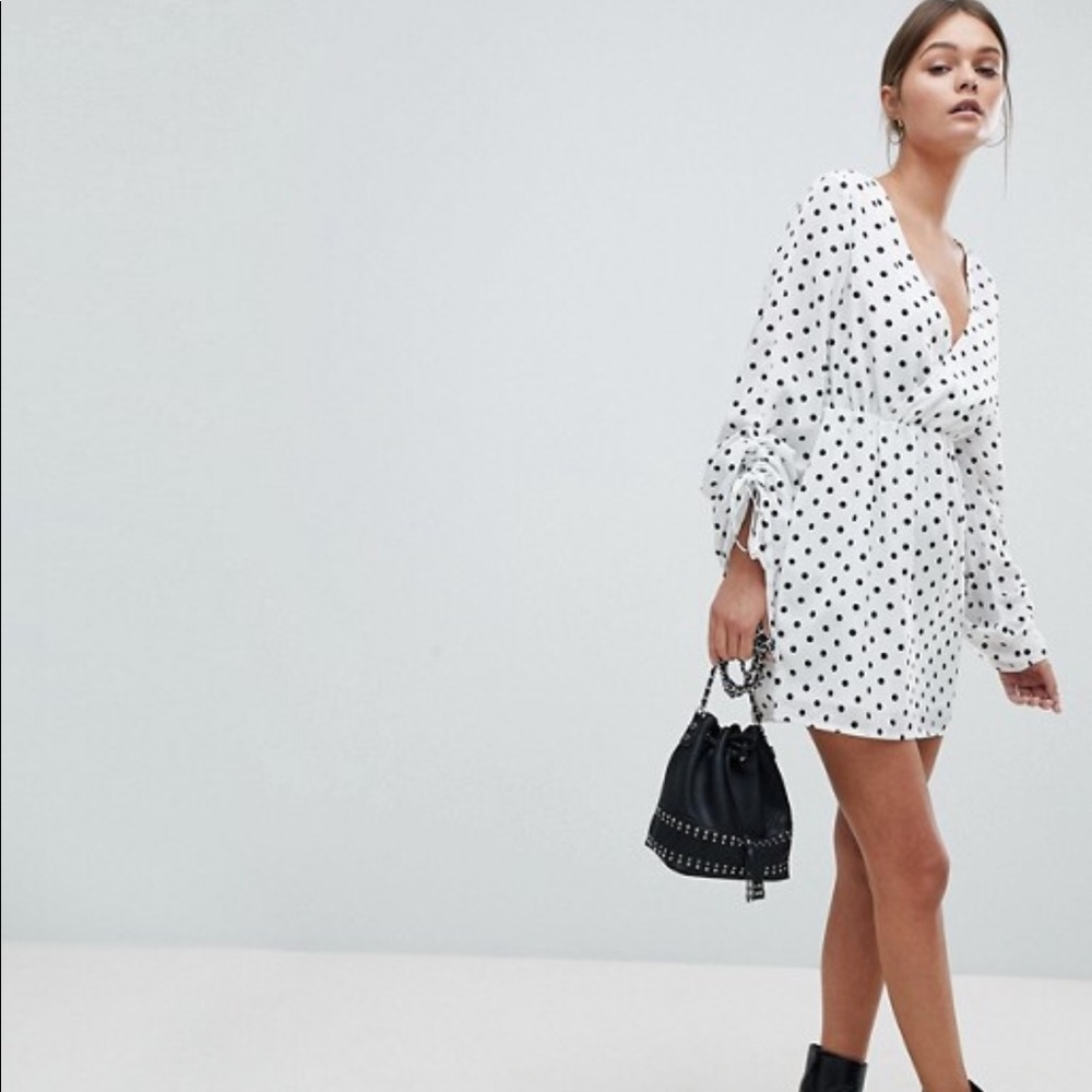 Cute white and black polka dotted sundress